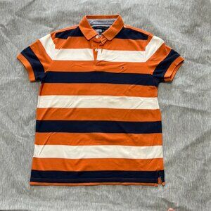Tommy Hilfiger Shirt Men MEDIUM striped orange color polo T Shirt cotton classic